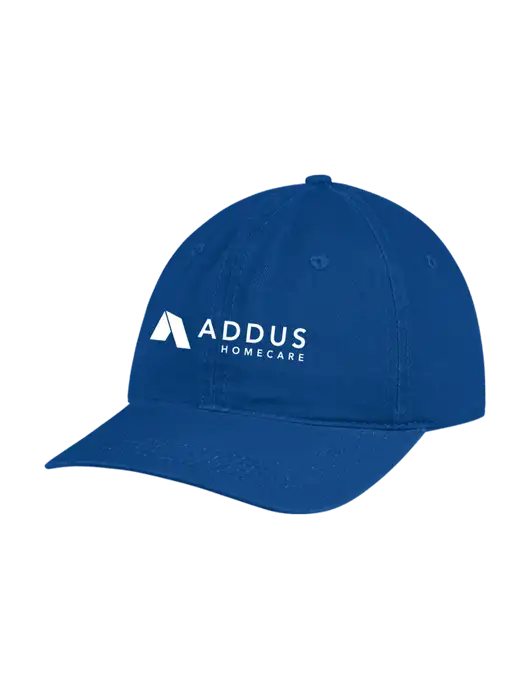 Garment Washed Unstructured Twill Royal Cap w/Addus HomeCare Logo
