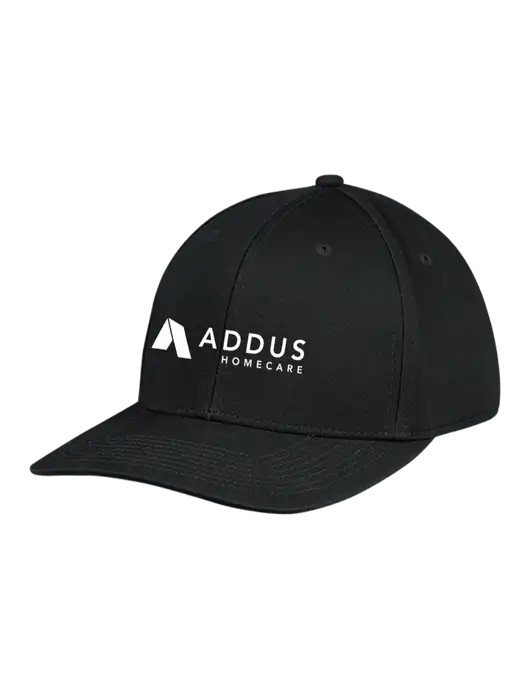 Premium Modern Structured Twill Black Snapback Cap w/Addus HomeCare Logo