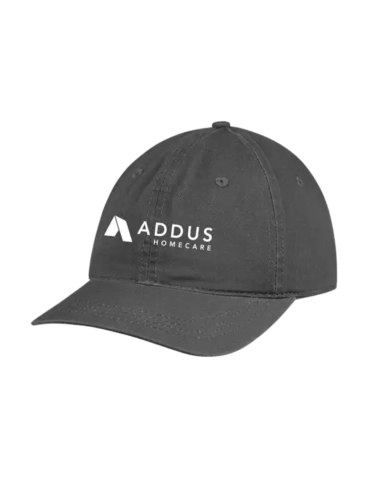 Garment Washed Unstructured Twill Charcoal Cap w/Addus HomeCare Logo