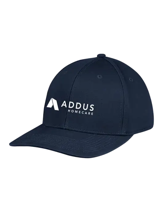 Premium Modern Structured Twill Navy Snapback Cap w/Addus HomeCare Logo