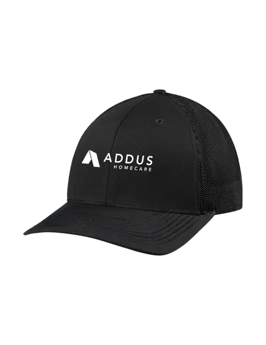 Richardson Adjustable Snapback Original 112 Trucker Cap Black w/Black Mesh w/Addus HomeCare Logo