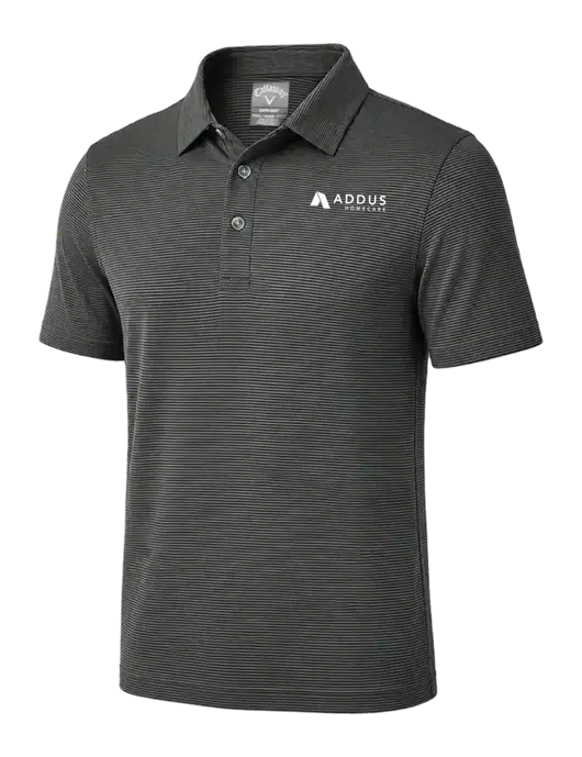Callaway Black Fine Line Stripe Polo w/Addus HomeCare Logo