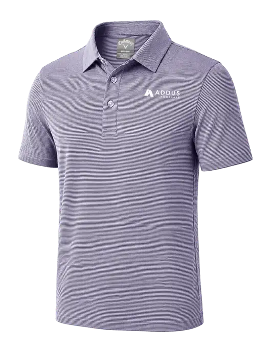 Callaway Navy Fine Line Stripe Polo w/Addus HomeCare Logo