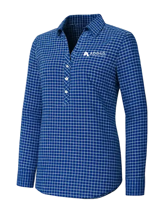Womens Navy/White City Stretch Shirt w/Addus HomeCare Logo
