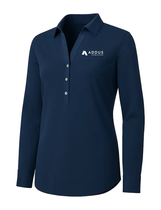 Womens Navy City Stretch Shirt w/Addus HomeCare Logo