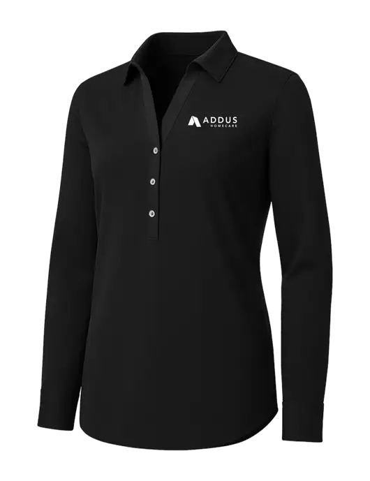 Womens Black City Stretch Shirt w/Addus HomeCare Logo