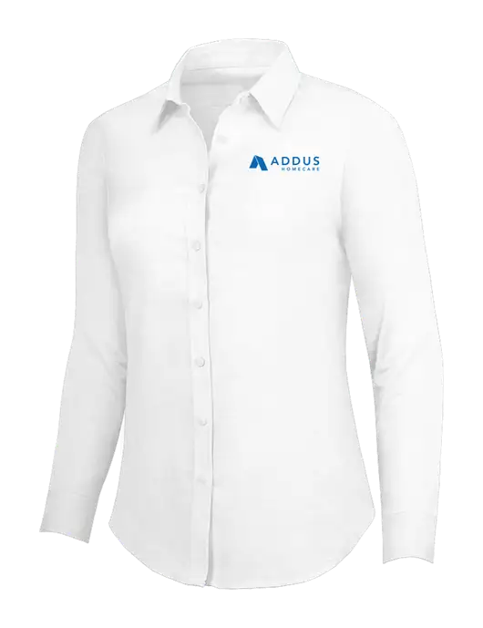 White Womens SuperPro Oxford Shirt w/Addus HomeCare Logo