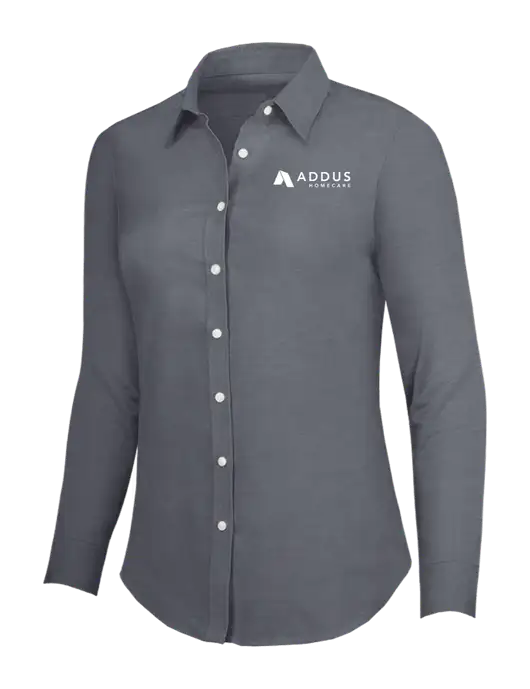 Dark Grey Womens SuperPro Oxford Shirt w/Addus HomeCare Logo