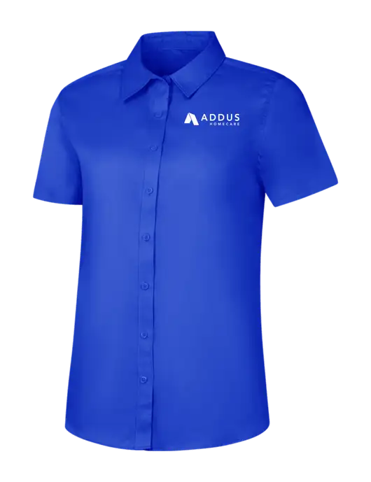 Womens Short Sleeve Dark Royal Superpro React Twill Shirt w/Addus HomeCare Logo