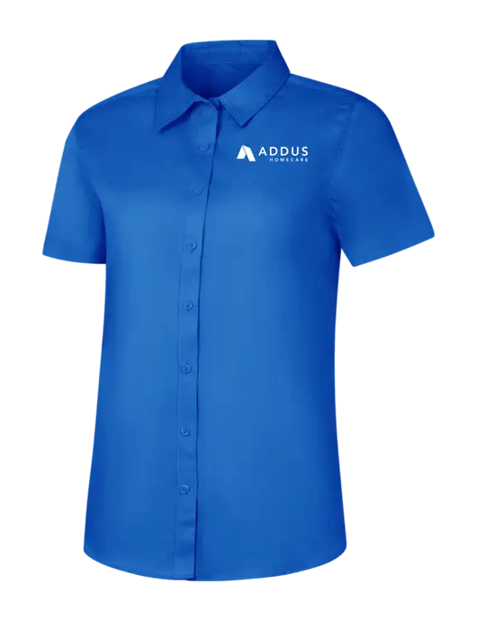 Womens Short Sleeve Royal Blue Superpro React Twill Shirt w/Addus HomeCare Logo