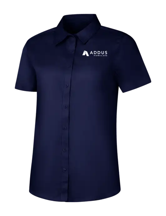 Womens Navy Short Sleeve Superpro React Twill Shirt w/Addus HomeCare Logo