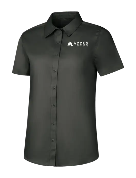 Womens Dark Grey Short Sleeve Superpro React Twill Shirt w/Addus HomeCare Logo