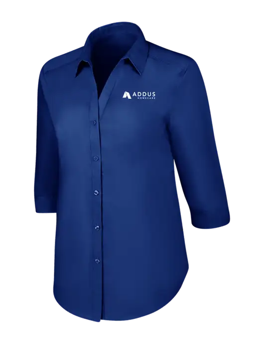 Womens Royal 3/4 Sleeve Carefree Poplin Shirt w/Addus HomeCare Logo
