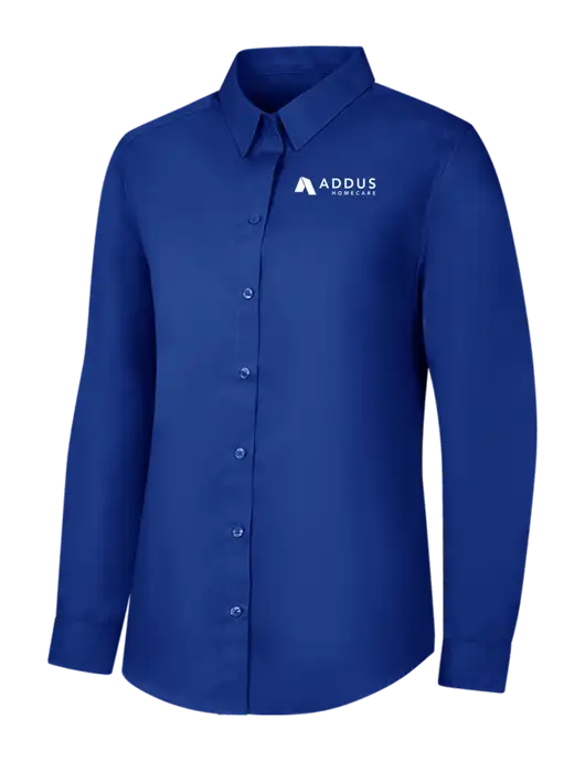 Womens Royal Long Sleeve Carefree Poplin Shirt w/Addus HomeCare Logo