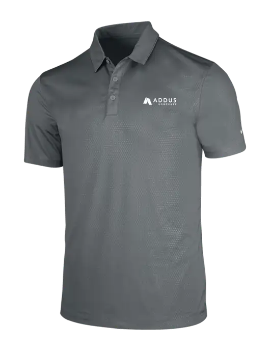 NIKE Medium Grey Dri-Fit Embossed Tri-Blade Polo w/Addus HomeCare Logo