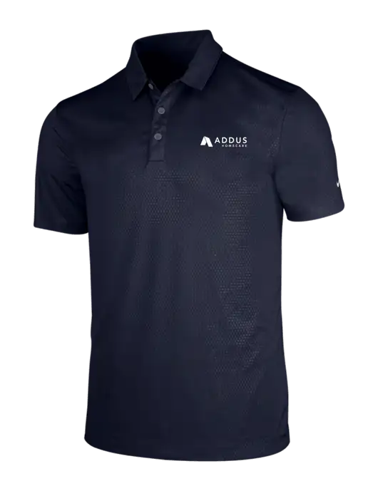 NIKE Dark Navy Dri-Fit Embossed Tri-Blade Polo w/Addus HomeCare Logo