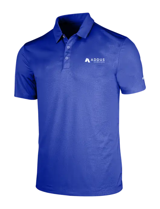 NIKE Dark Royal Dri-Fit Embossed Tri-Blade Polo w/Addus HomeCare Logo