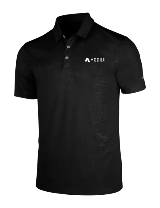 NIKE Black Dri-Fit Embossed Tri-Blade Polo w/Addus HomeCare Logo