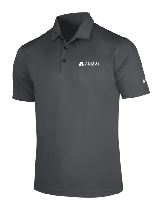 NIKE Dark Grey Dri-Fit Vertical Mesh Polo w/Addus HomeCare Logo