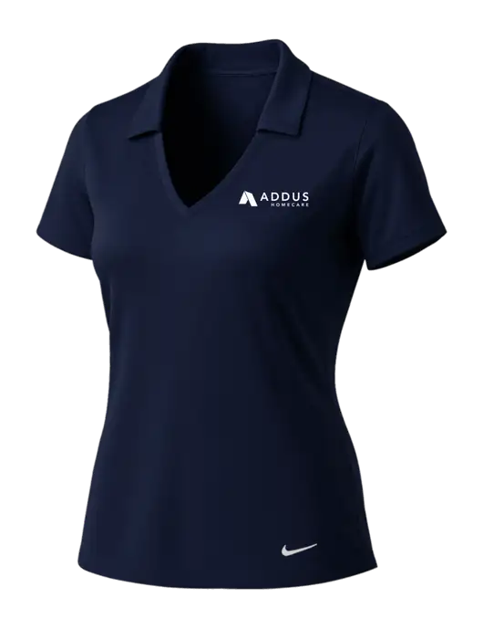 NIKE Dark Navy Womens Dri-Fit Vertical Mesh Polo w/Addus HomeCare Logo
