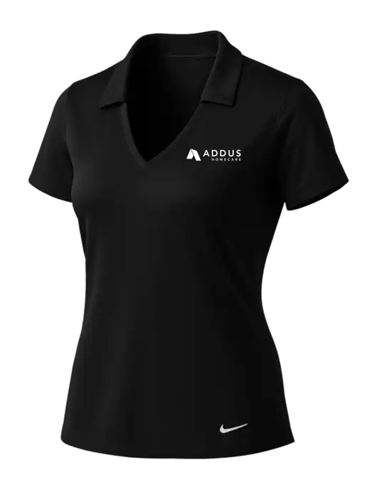 NIKE Black Womens Dri-Fit Vertical Mesh Polo w/Addus HomeCare Logo
