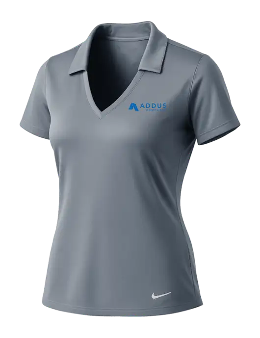 NIKE Medium Grey Womens Dri-Fit Vertical Mesh Polo w/Addus HomeCare Logo