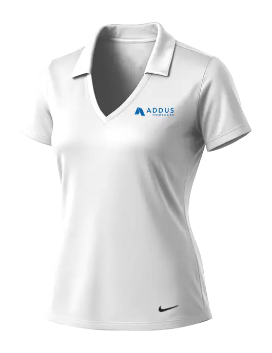 NIKE White Womens Dri-Fit Vertical Mesh Polo w/Addus HomeCare Logo