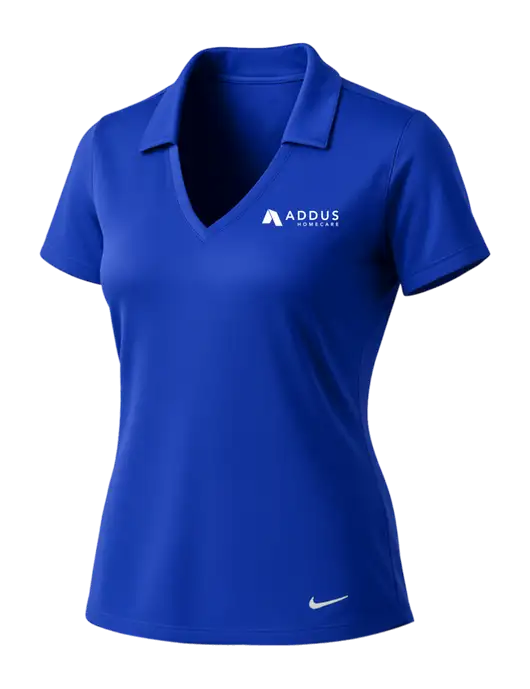NIKE Dark Royal Womens Dri-Fit Vertical Mesh Polo w/Addus HomeCare Logo