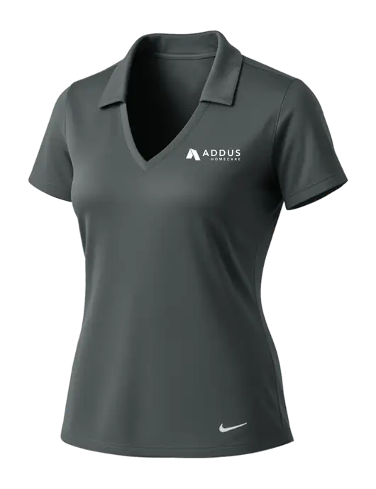 NIKE Dark Grey Womens Dri-Fit Vertical Mesh Polo w/Addus HomeCare Logo