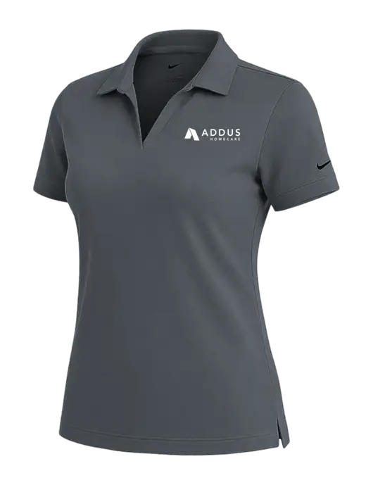 NIKE Dark Grey Womens Dri-Fit Micro Pique Polo w/Addus HomeCare Logo