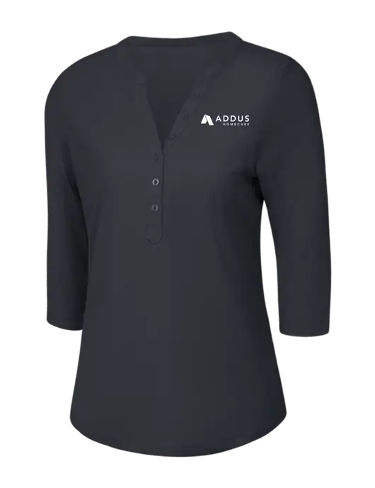 OGIO Charcoal Grey Jewel Henley w/Addus HomeCare Logo