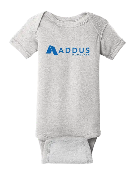 Rabbit Skins Light Grey Heather Infant Short Sleeve Baby Rib Bodysuit w/Addus HomeCare Logo