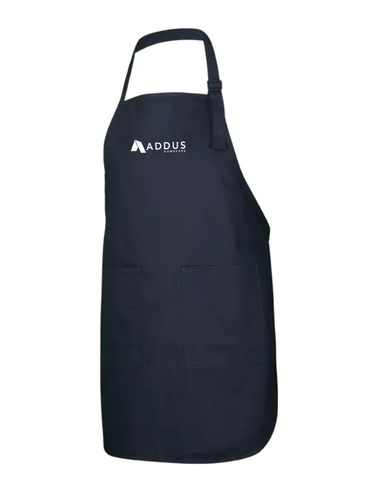 Full-Length Black Apron With Pockets w/Addus HomeCare Logo