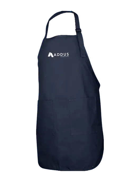 Full-Length Navy Apron With Pockets w/Addus HomeCare Logo