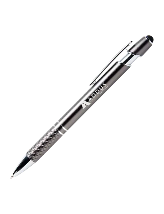 Valencia Gunmetal Stylus Pen - Black Ink w/Addus HomeCare Logo