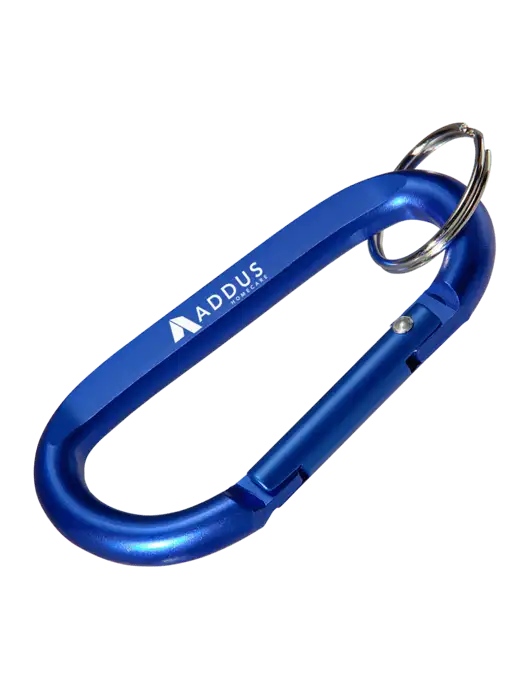 Blue Carabiner & Key Ring w/Addus HomeCare Logo
