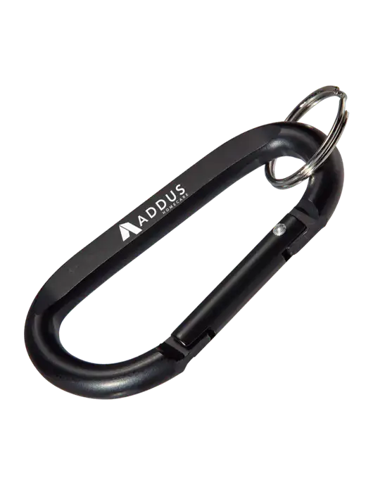 Black Carabiner & Key Ring w/Addus HomeCare Logo
