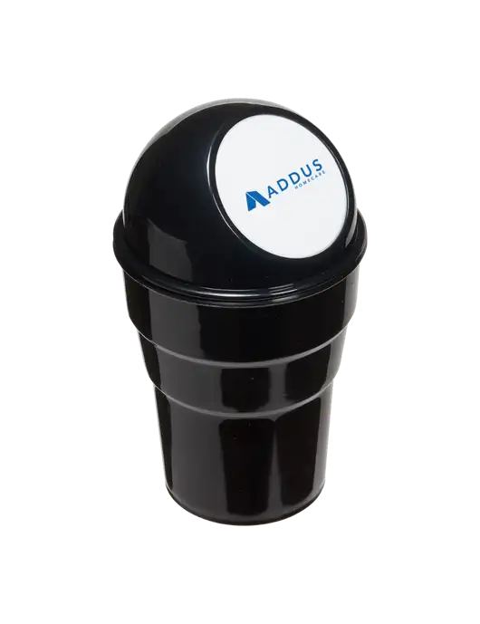 Black Car Cup Holder Trash Can w/Addus HomeCare Logo