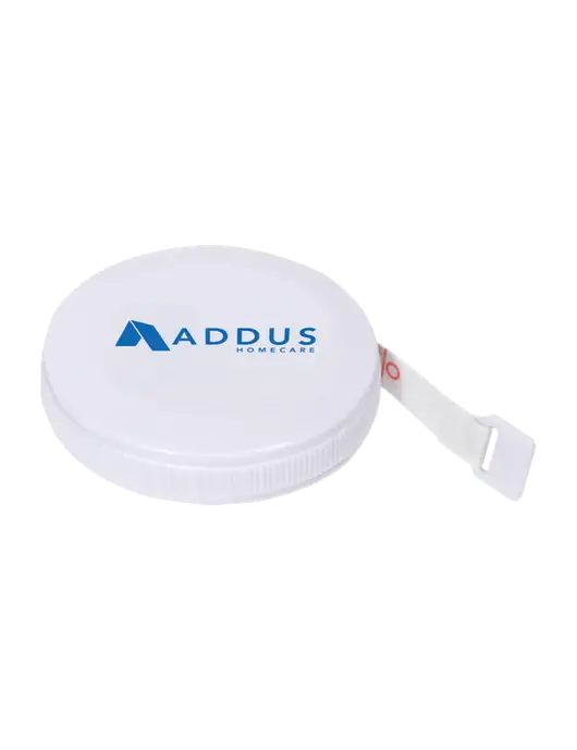 White Round Tape Measure w/Addus HomeCare Logo