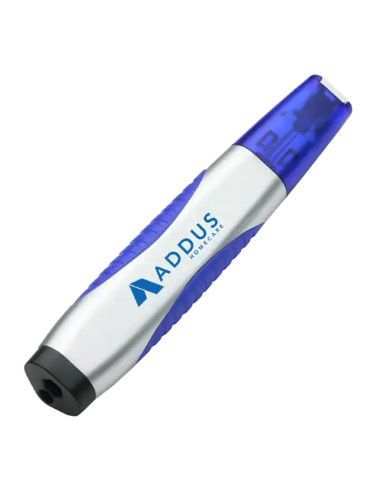 Silver/Blue Level Light Screwdriver Pen w/Addus HomeCare Logo