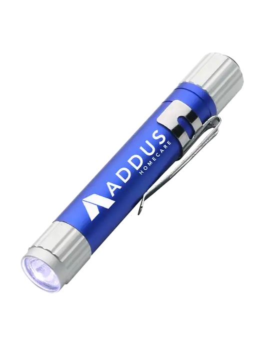 Blue Aluminum LED Penlight w/Addus HomeCare Logo