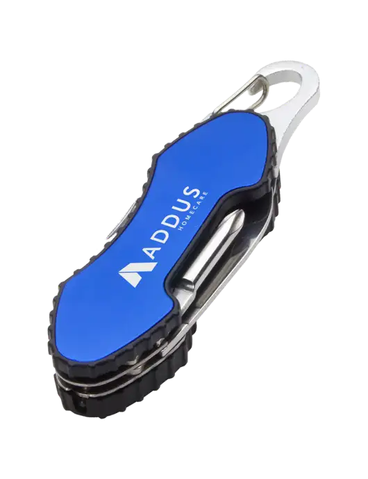 Blue 6 in 1 Tool with Carabiner w/Addus HomeCare Logo