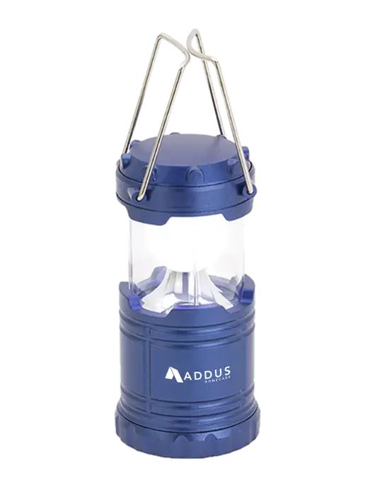 Blue Mini Retro Lantern w/Addus HomeCare Logo