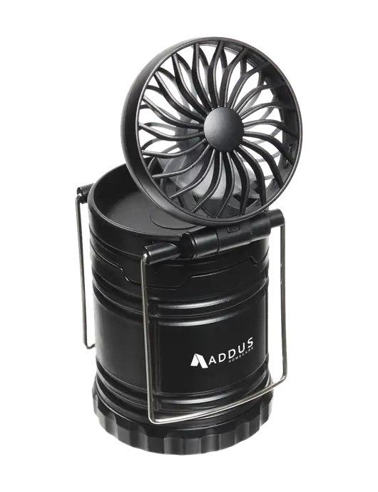 Black Retro Lantern with Fan w/Addus HomeCare Logo