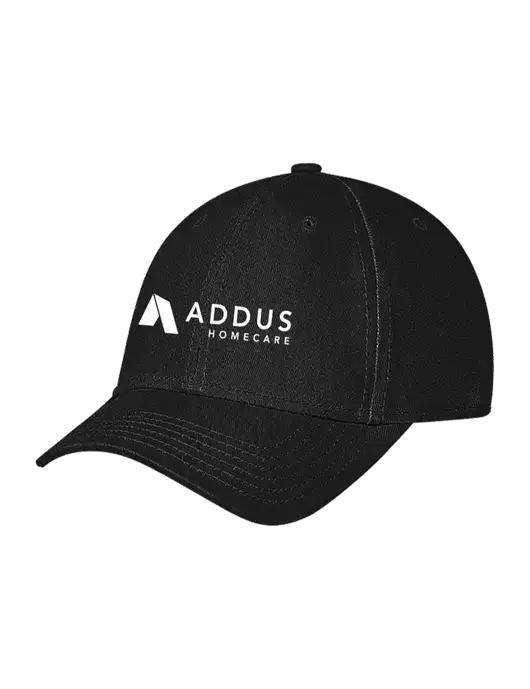 Black Structured Soft Snap Closure Hook & Loop Cap w/Addus HomeCare Logo