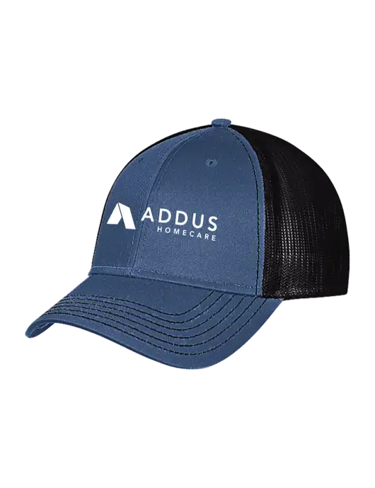 Dark Royal/Black Mesh Trucker Cap Snap Back w/Addus HomeCare Logo