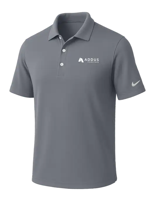 NIKE Medium Grey Dri-Fit Micro Pique Polo w/Addus HomeCare Logo