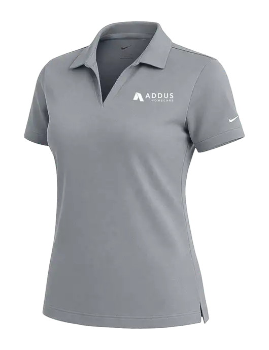 NIKE Medium Grey Womens Dri-Fit Micro Pique Polo w/Addus HomeCare Logo