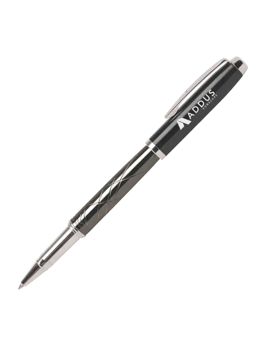 Modernist Black Rollerball Pen - Black Ink w/Addus HomeCare Logo
