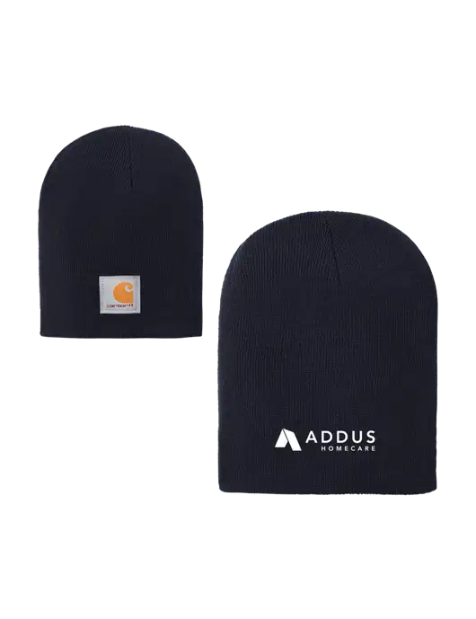 Carhartt Dark Navy Acrylic Knit Hat w/Addus HomeCare Logo